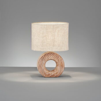 Hnedo-béžová keramická stolová lampa s textilným tienidlom (výška 31 cm) Hanke – Fischer & Honsel - Image 2