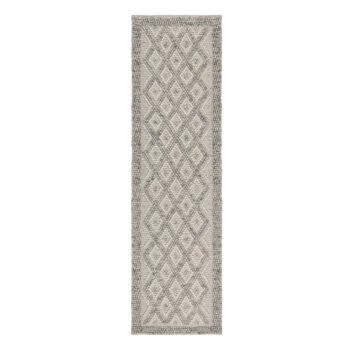 Sivý ručne tkaný behúň s prímesou vlny 60x230 cm Minerals Diamond – Flair Rugs - Image 6
