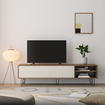 Krémový TV stolík v dekore orecha 165x44 cm Aero - TemaHome – Obrázok 5