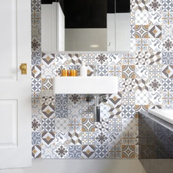 Sada 60 nástenných samolepiek Ambiance Cement Tiles Liliania, 15 x 15 cm – Obrázok 4