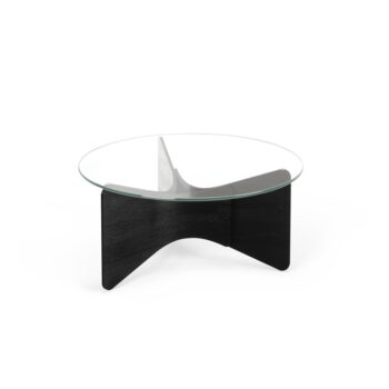 Čierny okrúhly konferenčný stolík so sklenenou doskou 87x87 cm Madera – Umbra - Image 3