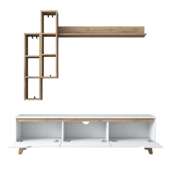 TV zostava v dekore orecha v bielo-prírodnej farbe 180x49 cm Linh – Kalune Design - Image 4