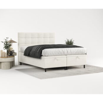 Krémovobiela čalúnená dvojlôžková posteľ s úložným priestorom 160x200 cm Senses – Maison de Rêve - Image 8