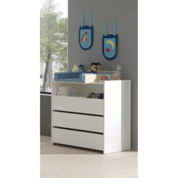 Biela nízka detská komoda z borovicového dreva s prebaľovacím pultom 90x106 cm KIDDY – Vipack - Image 3