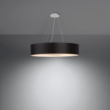 Čierne závesné svietidlo s textilným tienidlom ø 60 cm Herra – Nice Lamps - Image 3