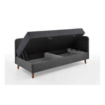 Tmavosivá čalúnená jednolôžková posteľ s úložným priestorom 90x200 cm Cabana – Meise Möbel - Image 5