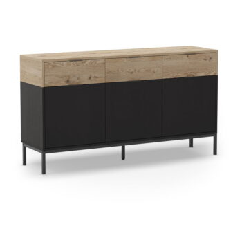 Nízka komoda v dekore duba v čierno-prírodnej farbe 150x80 cm Marion – Marckeric – Obrázok 3