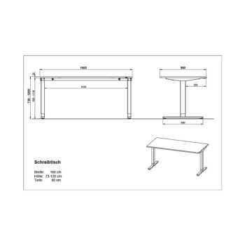 Pracovný stôl s elektricky nastaviteľnou výškou s doskou v dubovom dekore 80x160 cm Lissabon – Germania - Image 4