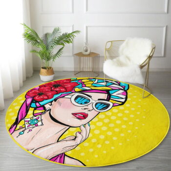 Žltý prateľný okrúhly koberec vhodný pre robotické vysávače ø 120 cm Comfort – Mila Home – Obrázok 5