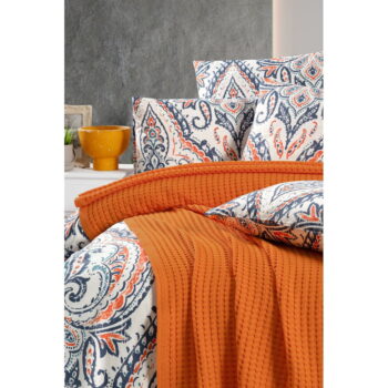 Oranžový bavlnený pléd 220x240 cm Waffle – Mila Home - Image 2