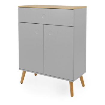 Sivá skrinka s detailmi v dekore dubového dreva Tenzo Dot, šírka 79 cm - Image 2