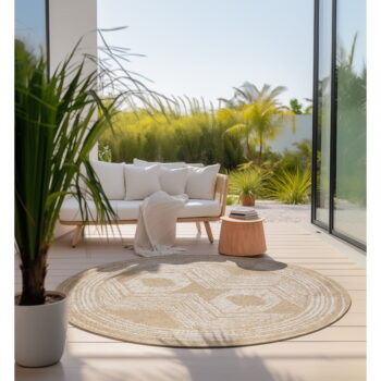 Okrovožlto-krémový okrúhly vonkajší koberec ø 100 cm Gemini – Elle Decoration - Image 4