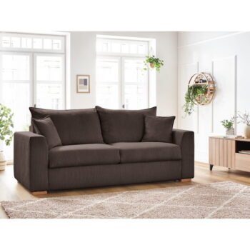 Hnedá menčestrová rozkladacia pohovka 225 cm Augustin – Bobochic Paris - Image 7