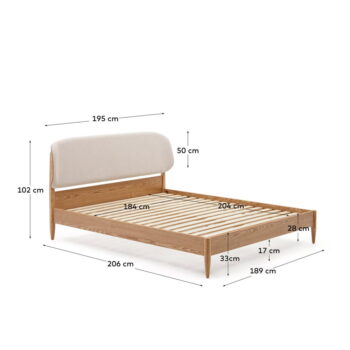 Dvojlôžková posteľ z jaseňového dreva s roštom v béžovo-prírodnej farbe 180x200 cm Octavia – Kave Home - Image 8