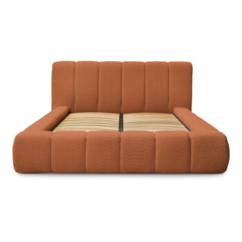 Oranžová čalúnená dvojlôžková posteľ s úložným priestorom s roštom 140x190 cm Denali – Bobochic Paris – Obrázok 10