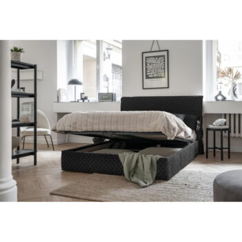 Čierna čalúnená dvojlôžková posteľ s úložným priestorom s roštom 140x200 cm Sleepy Luna – Miuform – Obrázok 3