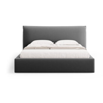 Tmavosivá čalúnená dvojlôžková posteľ s úložným priestorom a roštom 180x200 cm Elio – Milo Casa - Image 3