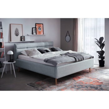 Modrá čalúnená dvojlôžková posteľ s úložným priestorom s roštom 180x200 cm Lotte - Meise Möbel – Obrázok 5