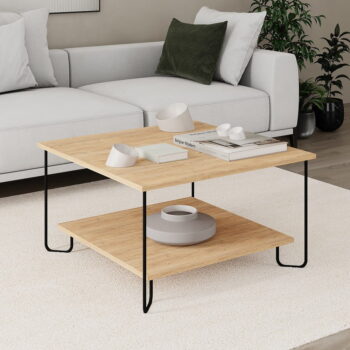 Konferenčný stolík s doskou v dubovom dekore v prírodnej farbe 80x80 cm Tonka – Marckeric – Obrázok 3