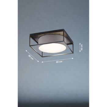 Čierno-sivé stropné svietidlo s textilným tienidlom 60x60 cm Carre – Fischer & Honsel – Obrázok 3