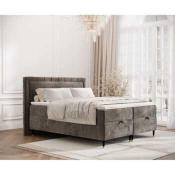 Tmavosivá boxspring posteľ s úložným priestorom 180x200 cm Voyage – Maison de Rêve - Image 7