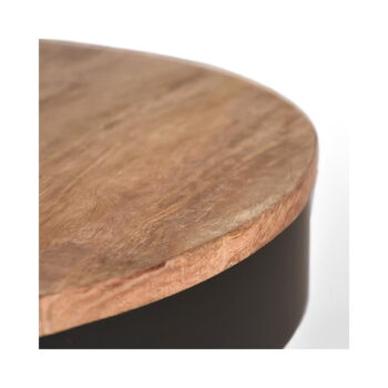 Čierny konferenčný stolík s doskou z mangového dreva LABEL51 Saran, ⌀ 80 cm - Image 5