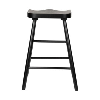 Čierna barová stolička z dubového dreva 64 cm Vander – White Label - Image 6