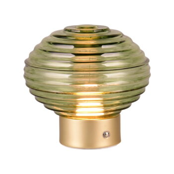 Stmievateľná LED stolová lampa v zelenej a zlatej farbe so skleneným tienidlom (výška 14,5 cm) Earl – Trio – Obrázok 2