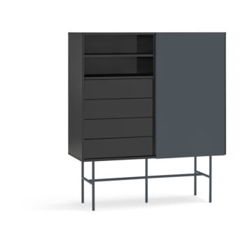 Čierno-antracitová vysoká komoda s posuvnými dverami 120x140 cm Nube – Teulat - Image 5