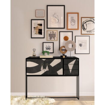 Čierno-béžová nízka komoda 113x92 cm Freya – Really Nice Things - Image 2