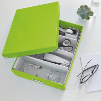 Zelený kartónový úložný box s vekom 28x37x10 cm Click&Store – Leitz - Image 3