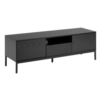 Čierny TV stolík v dekore jaseňa 140x45 cm Seaford – Actona - Image 2