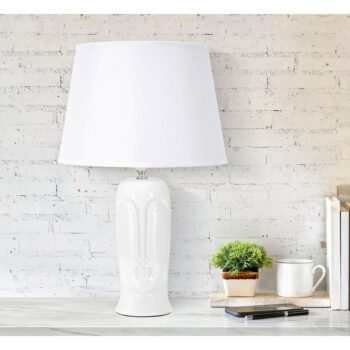 Biela keramická stolová lampa s textilným tienidlom (výška 46 cm) Statua – Mauro Ferretti - Image 2