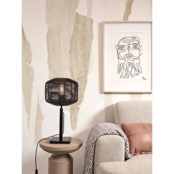 Čierna stolová lampa s ratanovým tienidlom (výška 40 cm) Tanami – Good&Mojo - Image 4