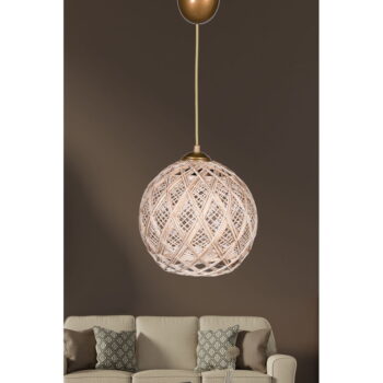 Béžové závesné svietidlo s textilným tienidlom ø 22 cm – Opviq lights - Image 2