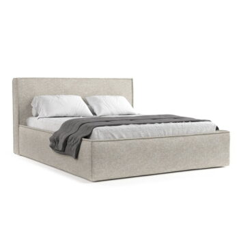 Béžová čalúnená dvojlôžková posteľ s úložným priestorom s roštom 200x200 cm Lounge L – Maison de Rêve - Image 7