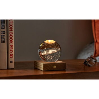 Tmavohnedá stmievateľná stolová lampa so skleneným tienidlom (výška 12 cm) Amber – Gingko - Image 2