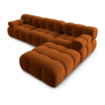 Oranžová zamatová rohová pohovka Bellis – Micadoni Home - Image 4