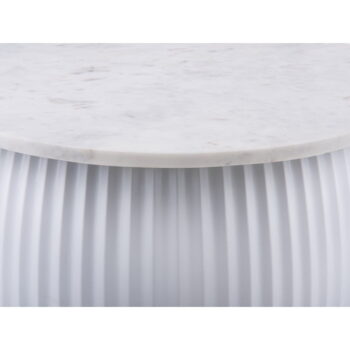 Biely okrúhly konferenčný stolík s doskou v dekore mramoru ø 52 cm Luscious – Leitmotiv – Obrázok 3