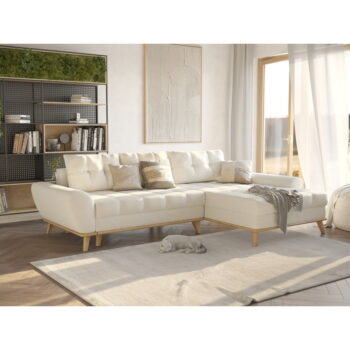 Krémová rozkladacia rohová pohovka (pravý roh) Balitco – Ropez - Image 9