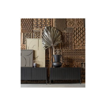 Čierny TV stolík z borovicového dreva 150x56 cm Gravure – WOOOD – Obrázok 4