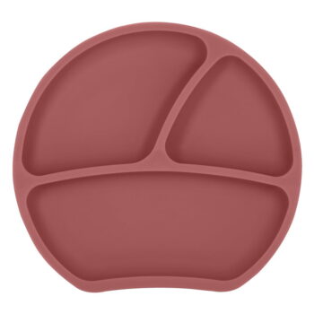 Silikónový detský tanier v tehlovej farbe 19x20,5 cm Dusky Pink – Kindsgut - Image 3