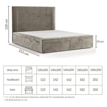 Sivá čalúnená dvojlôžková posteľ s úložným priestorom 200x200 cm Mavel – Maison de Rêve - Image 6