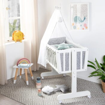 Bielo-sivá kolíska na kolieskach s baldachýnom 40x90 cm Miffy – Roba - Image 3