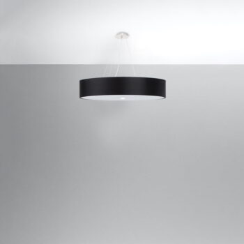 Čierne závesné svietidlo s textilným tienidlom ø 80 cm Herra – Nice Lamps – Obrázok 4
