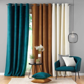 Modrý menčestrový záves 140x260 cm Casual – douceur d'intérieur - Image 5