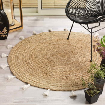 Okrúhly koberec v bielo-prírodnej farbe ø 120 cm Shira – douceur d'intérieur - Image 2