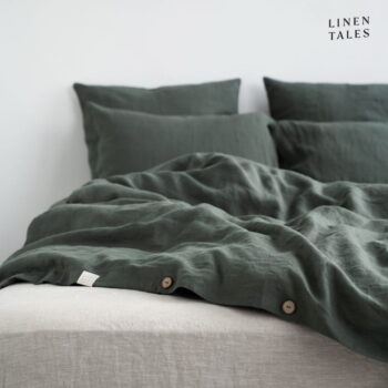 Tmavozelené ľanové obliečky na dvojlôžko 200x200 cm - Linen Tales – Obrázok 5