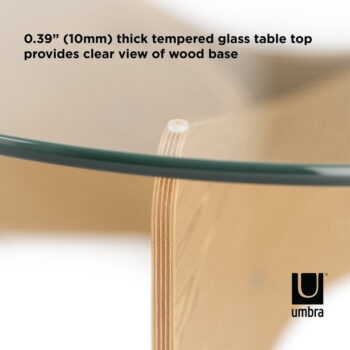 Okrúhly konferenčný stolík so sklenenou doskou v prírodnej farbe ø 84 cm Madera – Umbra - Image 4