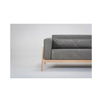Tmavosivá pohovka z byvolej s konštrukciou z masívneho dubového dreva Gazzda Fawn, 240 cm - Image 6